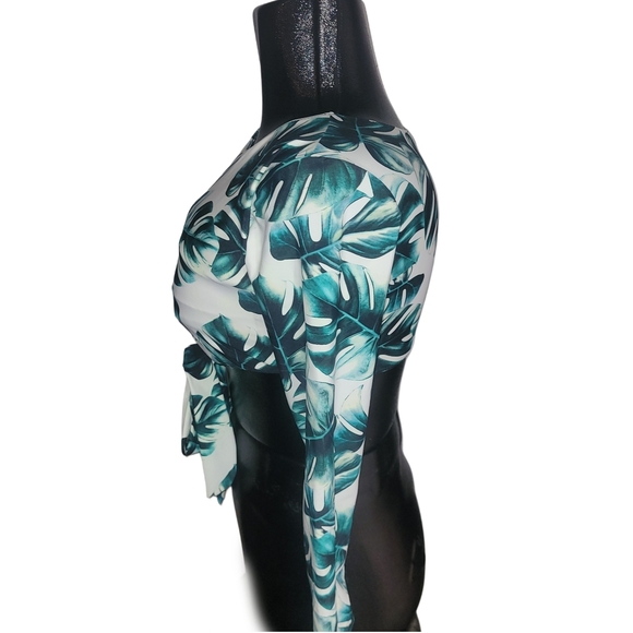 Coco Cabana Tropical Print Long Sleeve Swimwear Top M - Picture 4 of 5